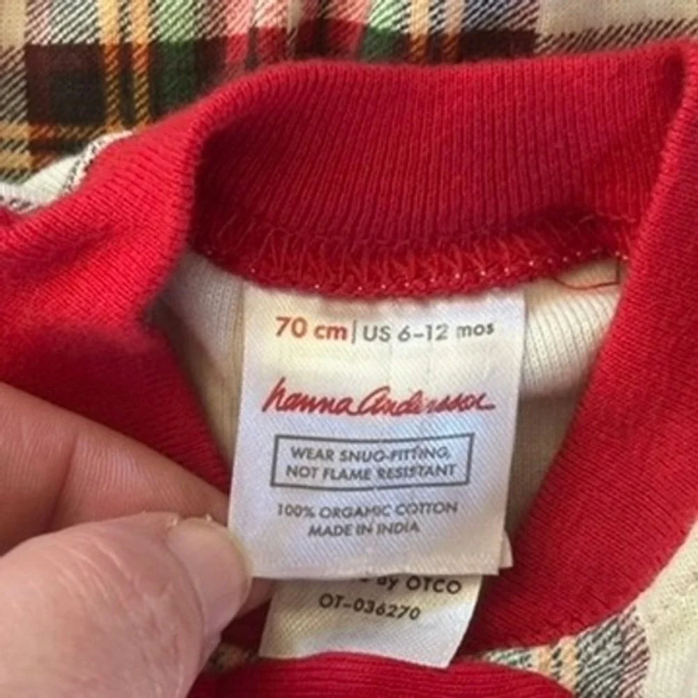 Hanna Andersson Holiday Plaid Full Zip One Piece Christmas Pajamas 70 6-12 month